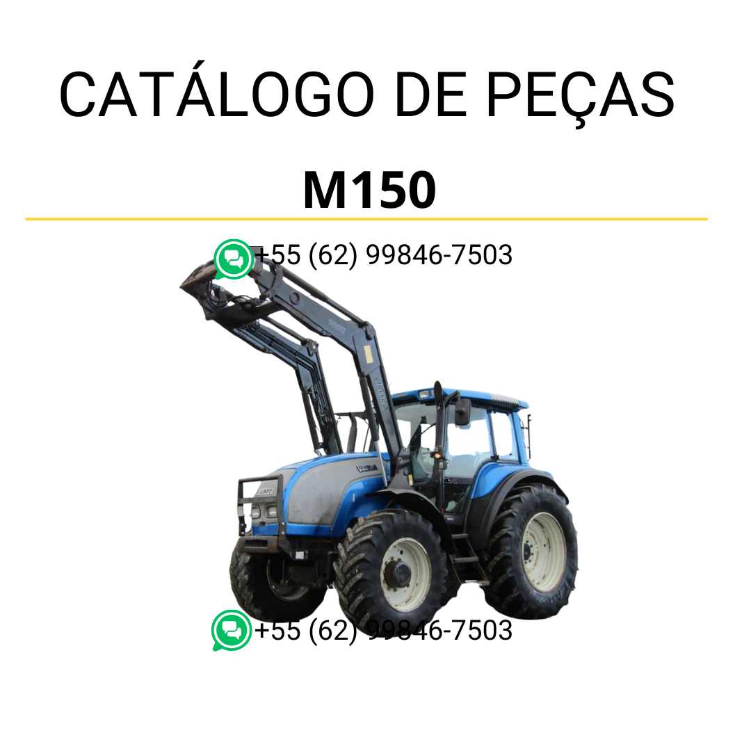 Catálogo de peças Valtra M150 (M Series) em PDF — inclui ilustrações técnicas, códigos originais e descrição detalhada dos componentes do trator para manutenção e identificação completa.