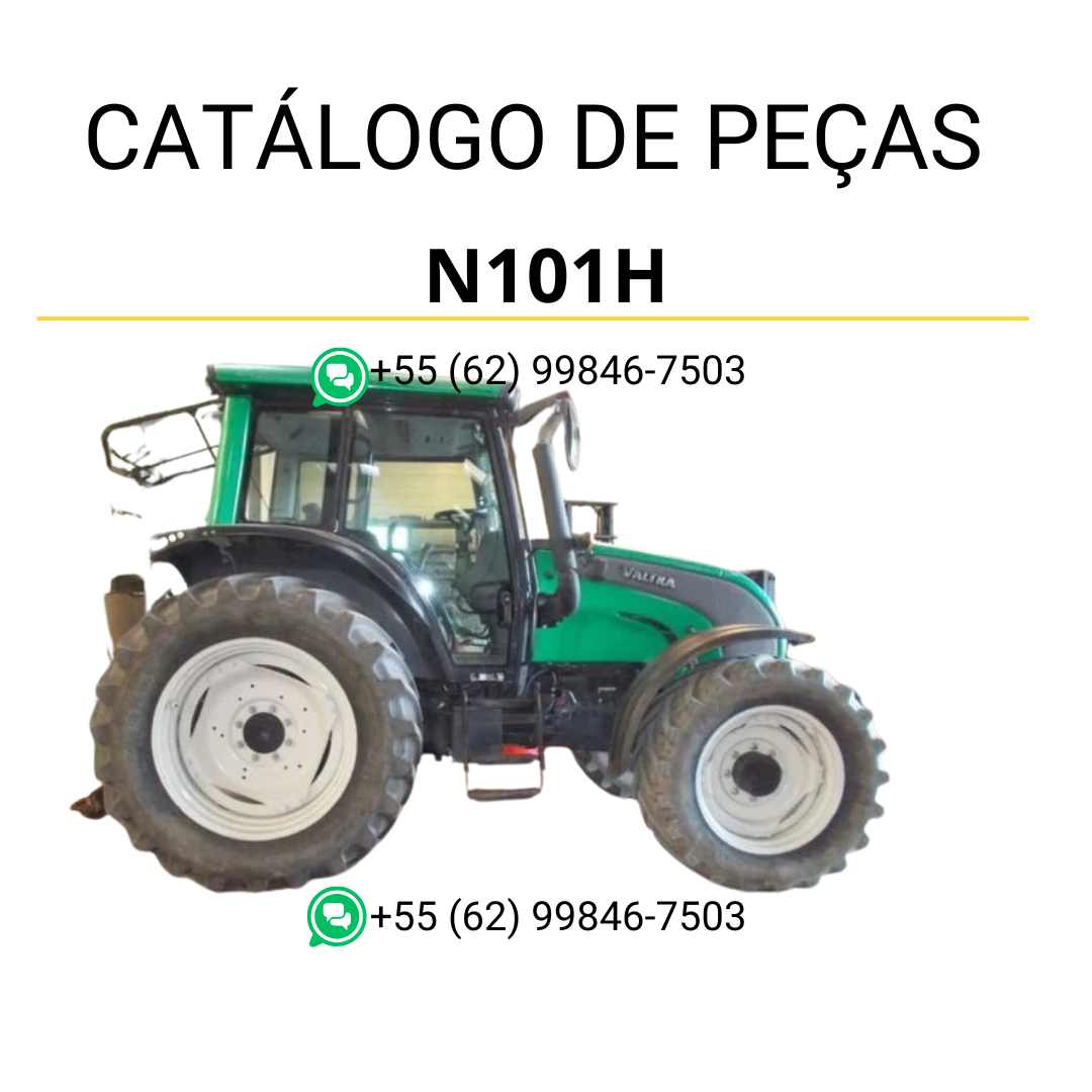 Catálogo de peças Valtra N101H (N Series) em PDF — inclui diagramas detalhados, códigos originais e ilustrações técnicas completas para manutenção e identificação precisa das peças do trator.