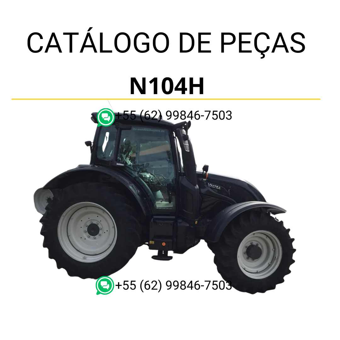 Catálogo de peças Valtra N104H (N4 Series) em PDF — inclui diagramas técnicos detalhados, códigos de componentes originais e ilustrações completas para identificação e manutenção do trator.