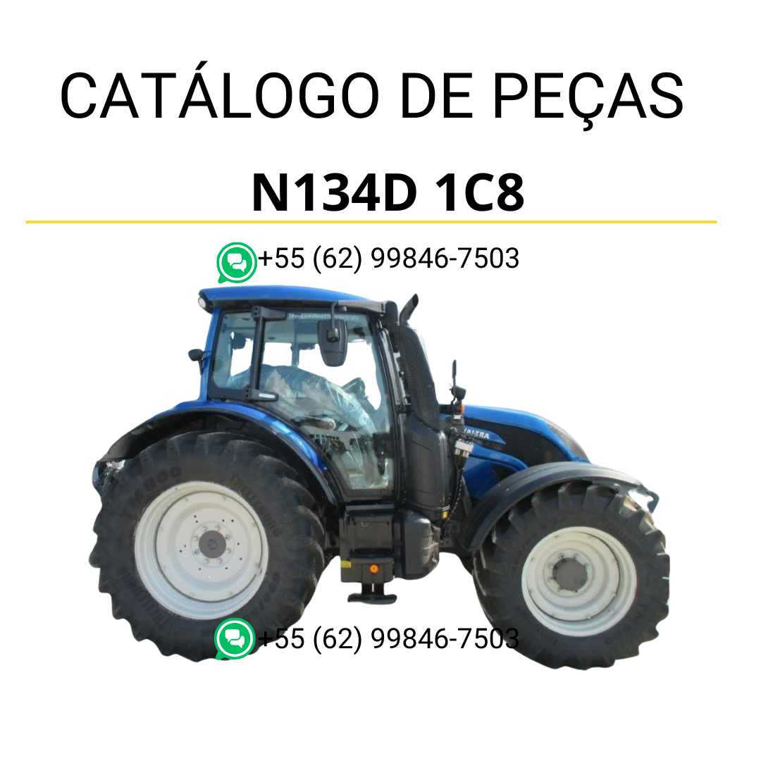 Catálogo de peças Valtra N134D 1C8 (N4 Series) em PDF — inclui vistas explodidas, códigos originais e ilustrações técnicas detalhadas das peças do trator para manutenção e identificação completa.