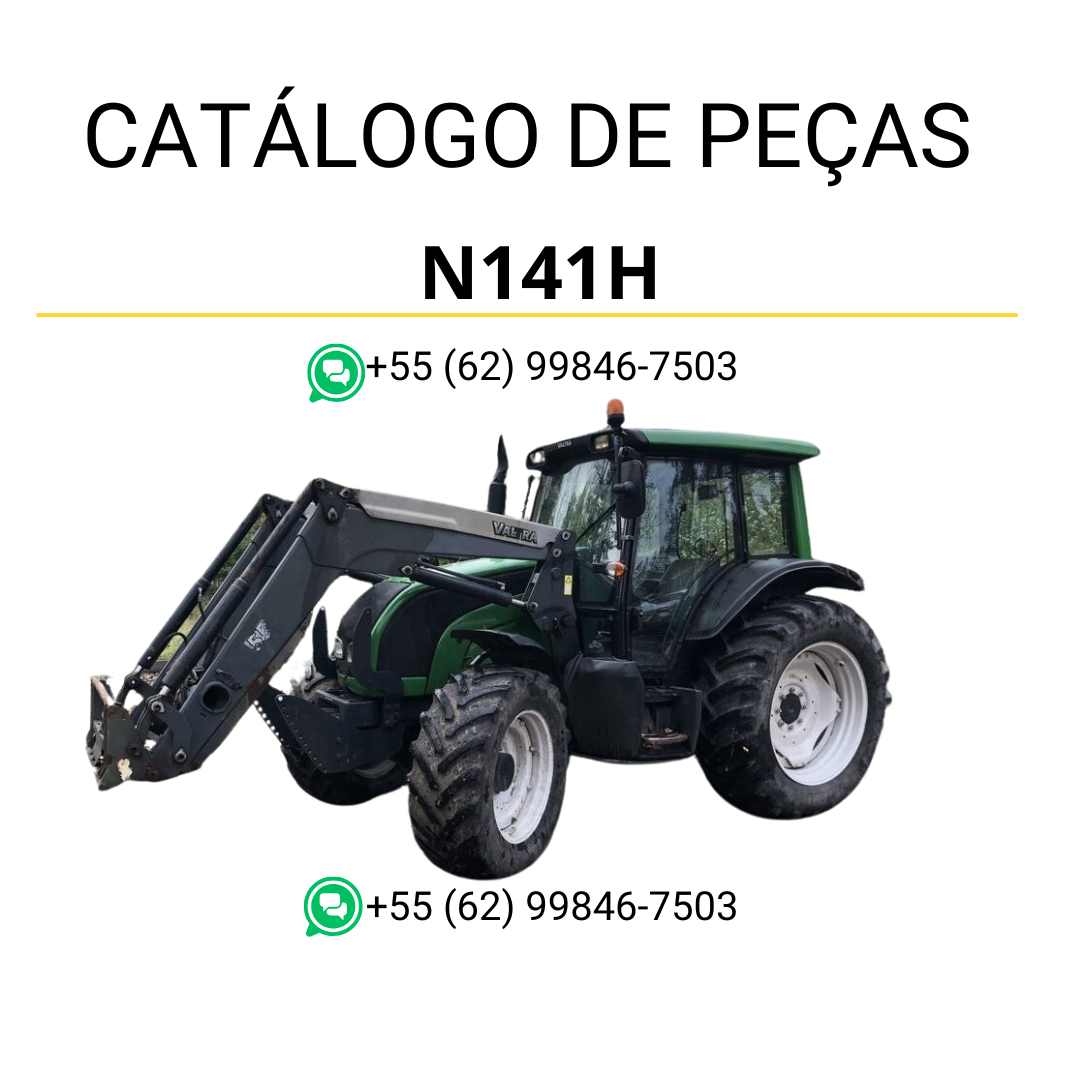 Catálogo de peças Valtra N141H (N Series) em PDF — apresenta diagramas técnicos, códigos originais e vistas detalhadas das peças do trator, ideal para manutenção e identificação precisa.
