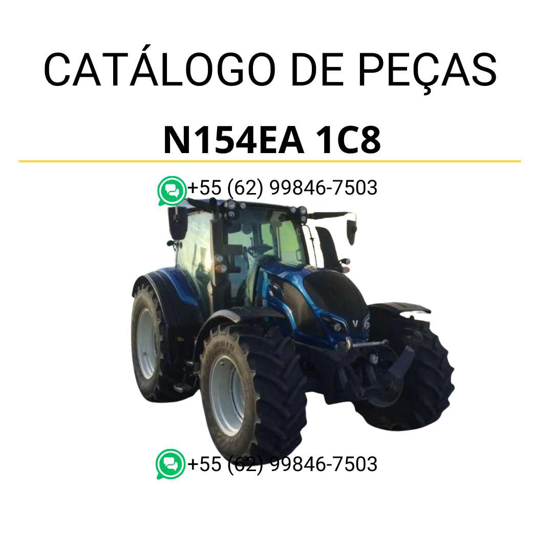 Catálogo de peças Valtra N154EA 1C8 em PDF com diagramas ilustrados e lista detalhada de componentes originais do trator.