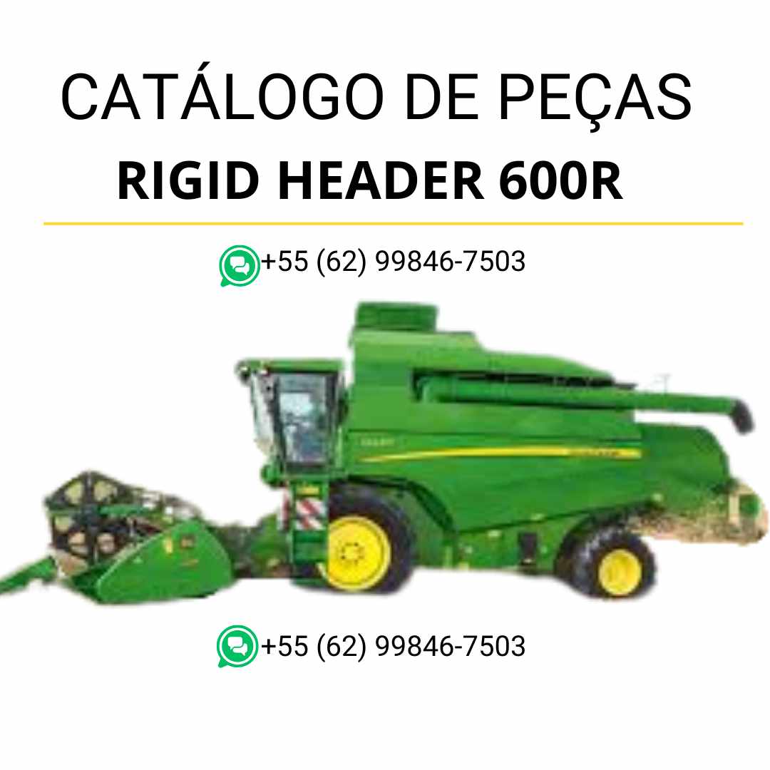 Catálogo de peças Valtra Rigid Header 600R (colheitadeira) em PDF — inclui diagramas detalhados, códigos originais e vistas explodidas dos componentes para manutenção e substituição precisa.
