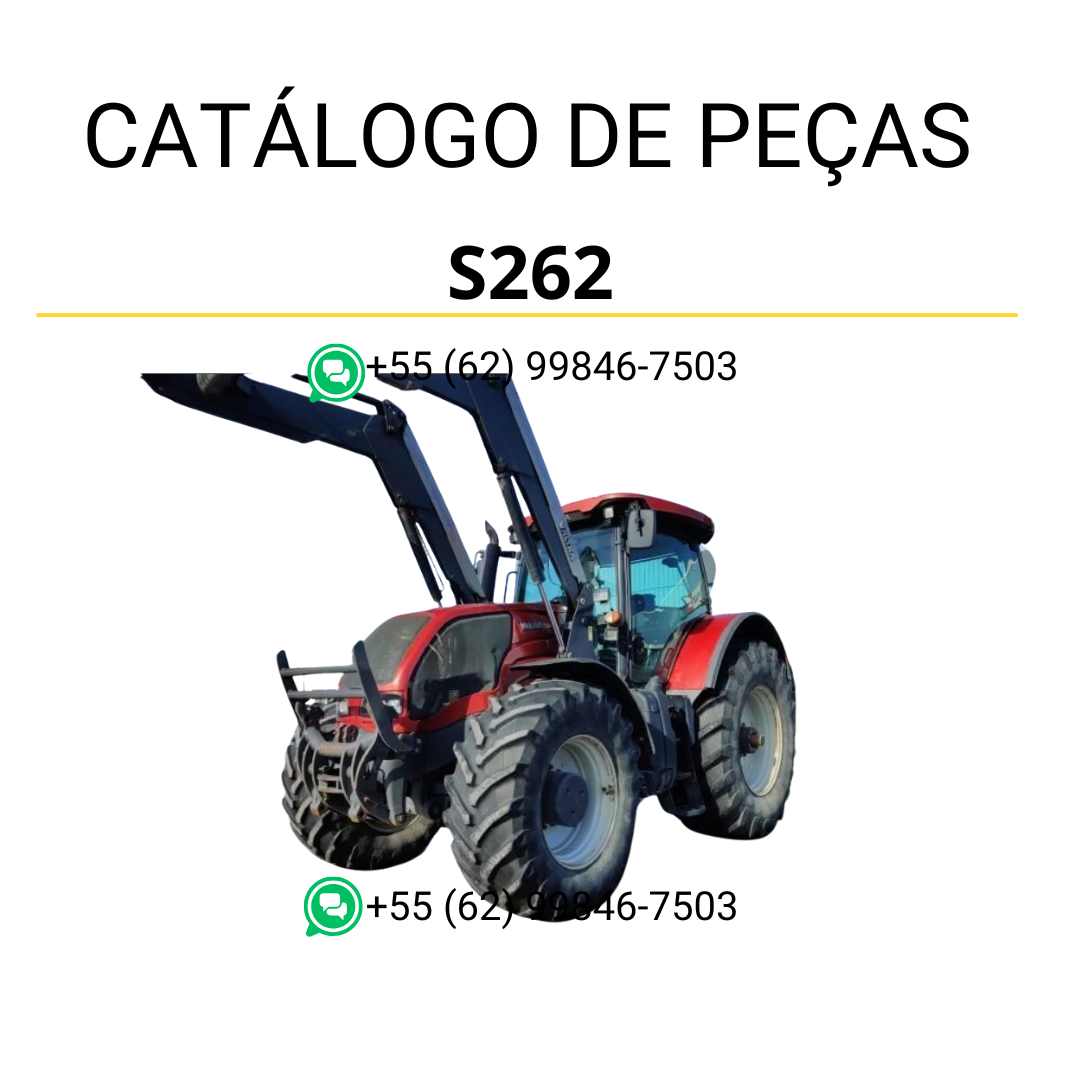 Catálogo de peças Valtra S262 em PDF, com ilustrações técnicas detalhadas e relação completa dos componentes originais do trator.