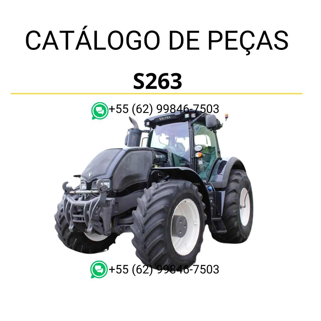 Catálogo de peças Valtra S263 em formato PDF, com diagramas técnicos detalhados e lista completa dos componentes originais do trator.