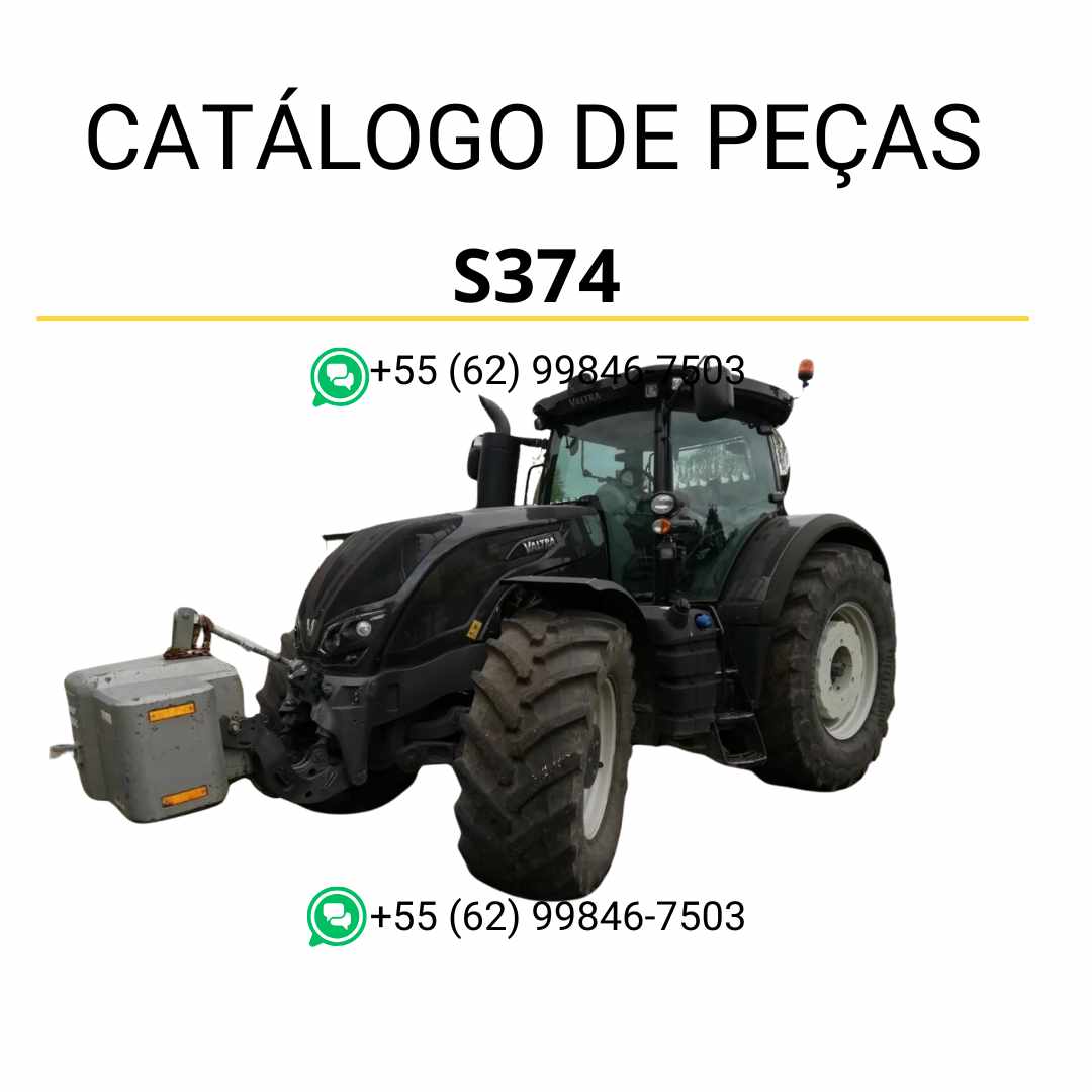 Catálogo de peças Valtra S374 em PDF — apresenta diagramas técnicos detalhados, lista completa de componentes originais e guia ilustrado para manutenção do trator.