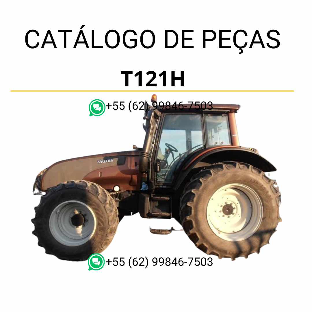 Catálogo de peças Valtra T121H T1 Series em PDF, com diagramas detalhados e identificação completa dos componentes originais do trator.