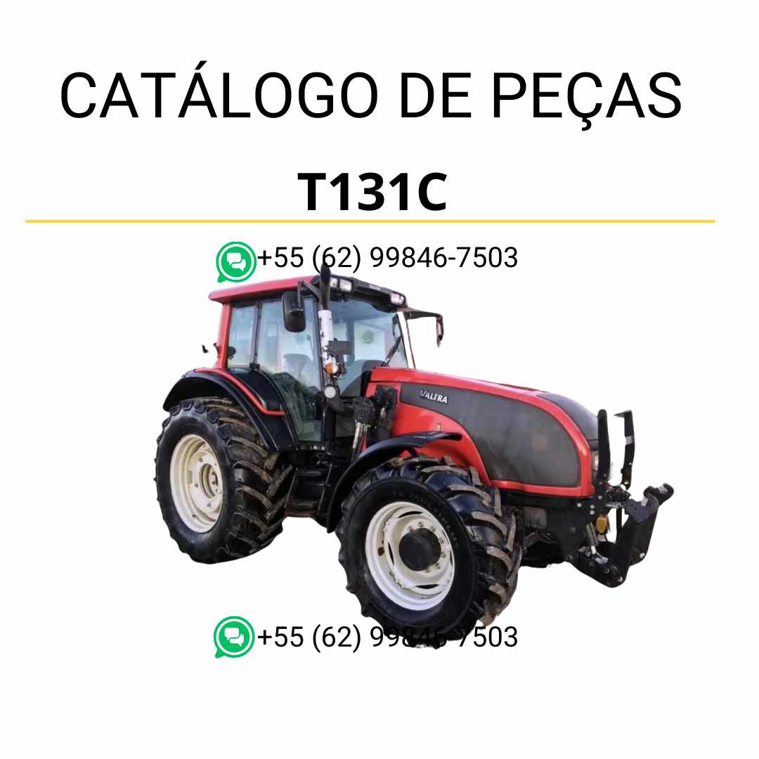 Catálogo de peças Valtra T131C T1 Series em PDF, contendo diagramas detalhados e lista completa de componentes originais do trator.