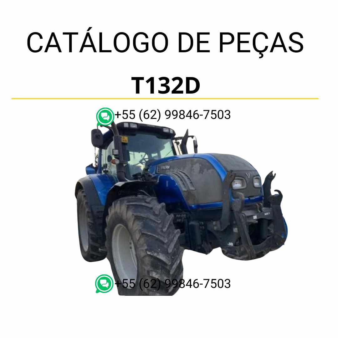 Catálogo de peças Valtra T132D T2 Series em PDF, com diagramas técnicos e lista detalhada dos componentes do trator.