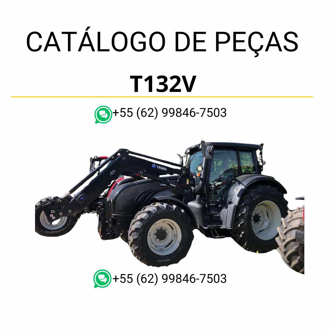 Catálogo de peças Valtra T132V T2 Series em formato PDF, com ilustrações detalhadas e lista completa de componentes originais do trator.