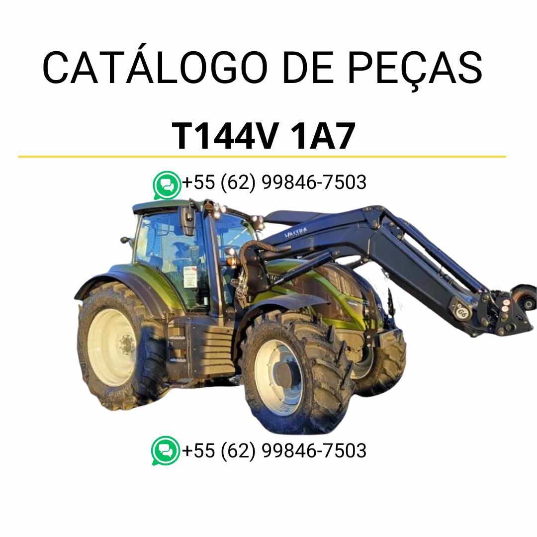 Catálogo de peças Valtra T144V 1A7 T4 Series em PDF com ilustrações técnicas detalhadas e identificação completa dos componentes originais do trator.