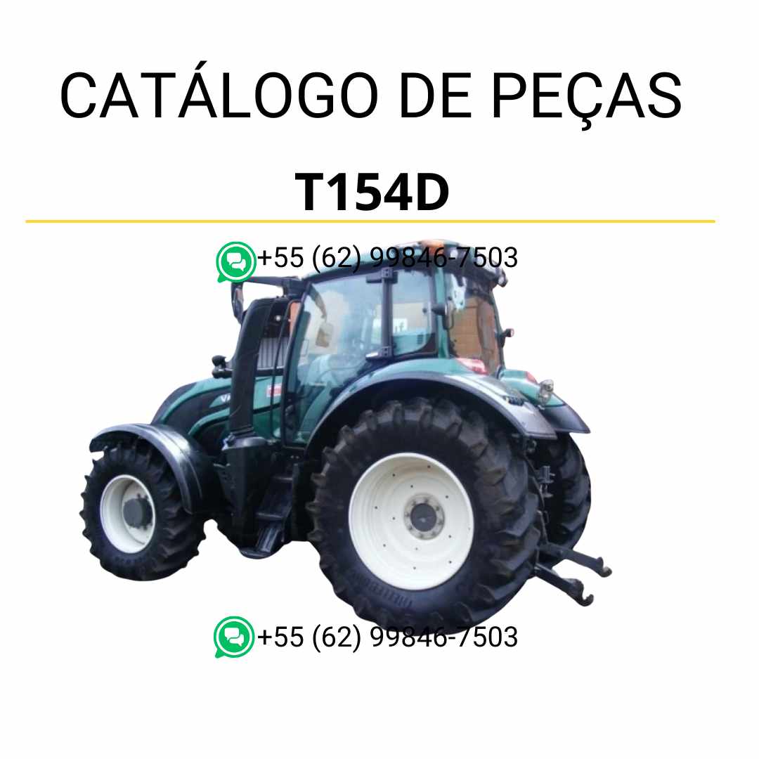 Catálogo de peças Valtra T154D T4 Series em PDF com diagramas técnicos detalhados e lista completa de componentes genuínos do trator.