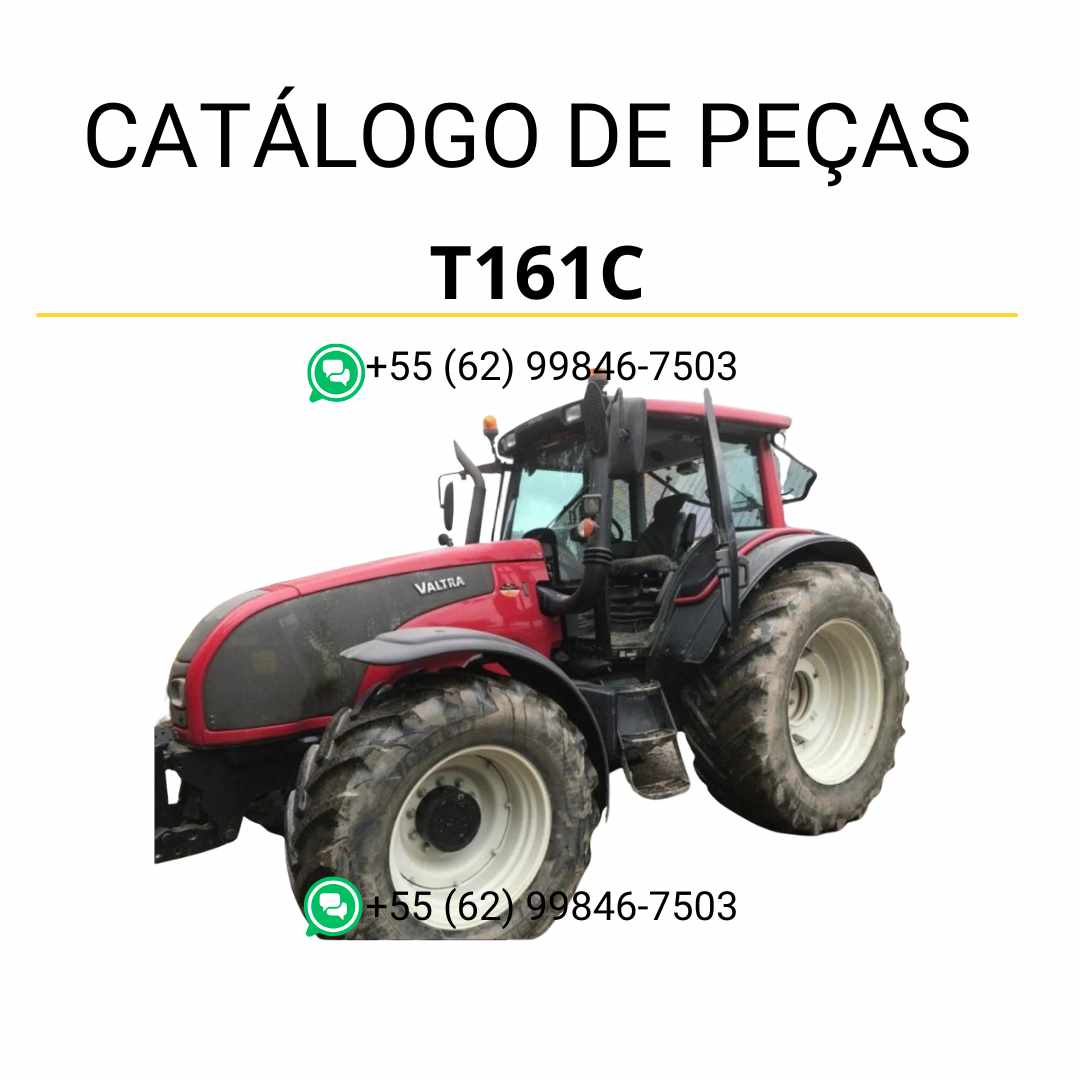 Catálogo de peças Valtra T161C T1 Series em PDF com diagramas ilustrados e lista detalhada de componentes genuínos do trator.