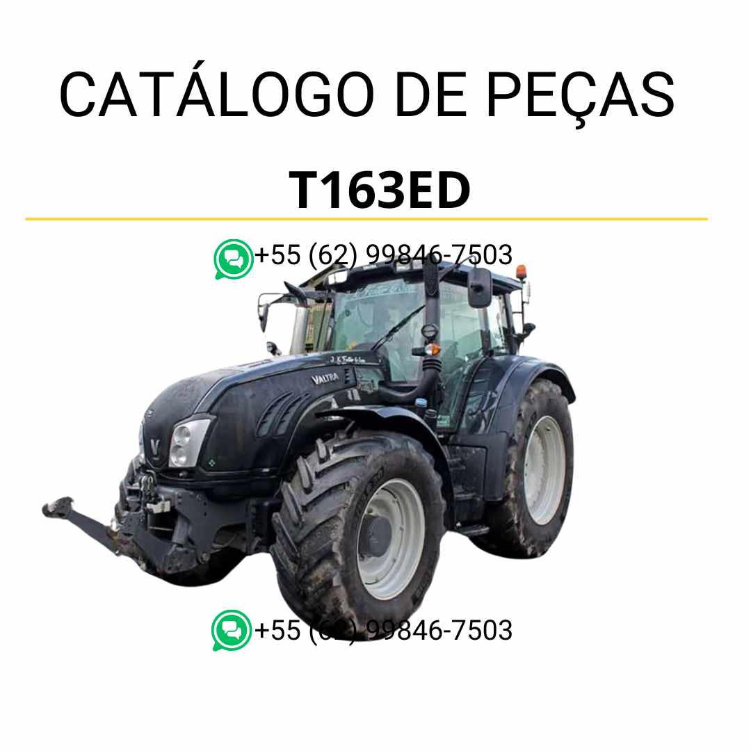 Catálogo de peças Valtra T163ED T3 Series em PDF com ilustrações técnicas e lista detalhada de componentes originais do trator.