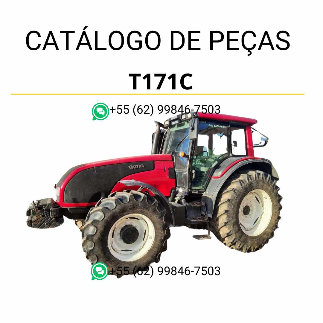 Catálogo de peças Valtra T171C T1 Series em PDF com ilustrações técnicas completas e códigos originais para identificação de componentes.