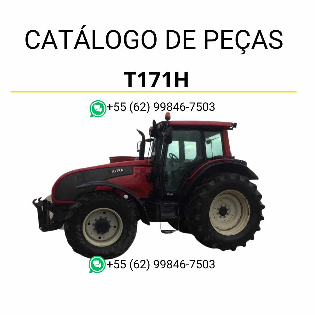 Catálogo de peças Valtra T171H T1 Series em PDF com diagramas técnicos, lista de componentes originais e ilustrações detalhadas.