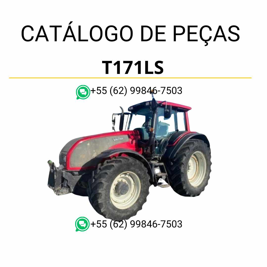Catálogo de peças Valtra T171LS T1 Series em PDF com vistas explodidas, códigos originais e ilustrações detalhadas de componentes.