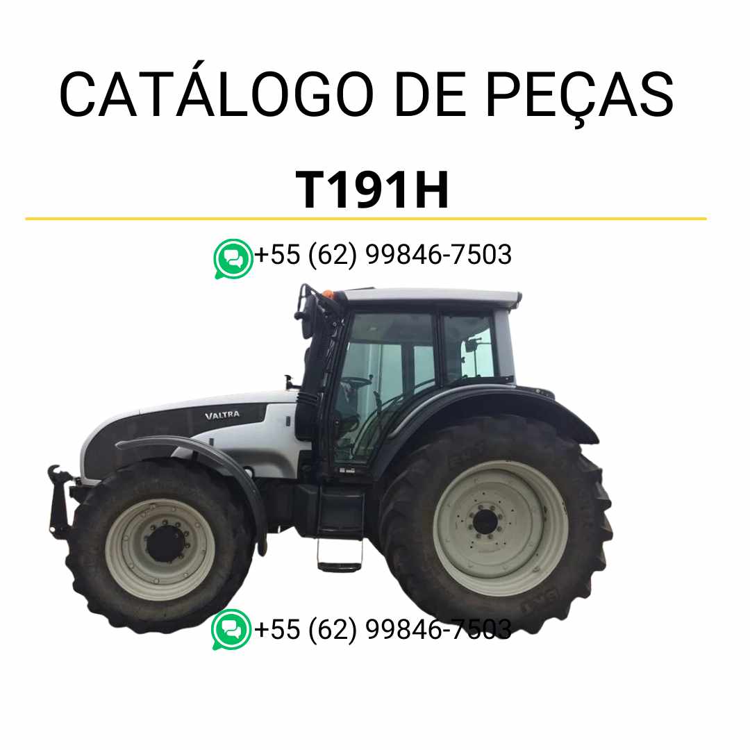 Catálogo de peças Valtra T191H T1 Series Trator em PDF — apresenta diagramas técnicos completos, vistas explodidas e lista de componentes originais para identificação e manutenção de peças agrícolas.