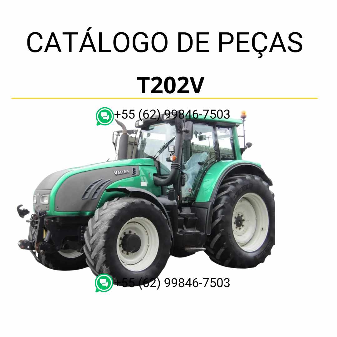 Catálogo de peças Valtra T202V T2 Series Trator em PDF — apresenta diagramas detalhados, ilustrações técnicas e lista original de componentes para manutenção e identificação de peças agrícolas.