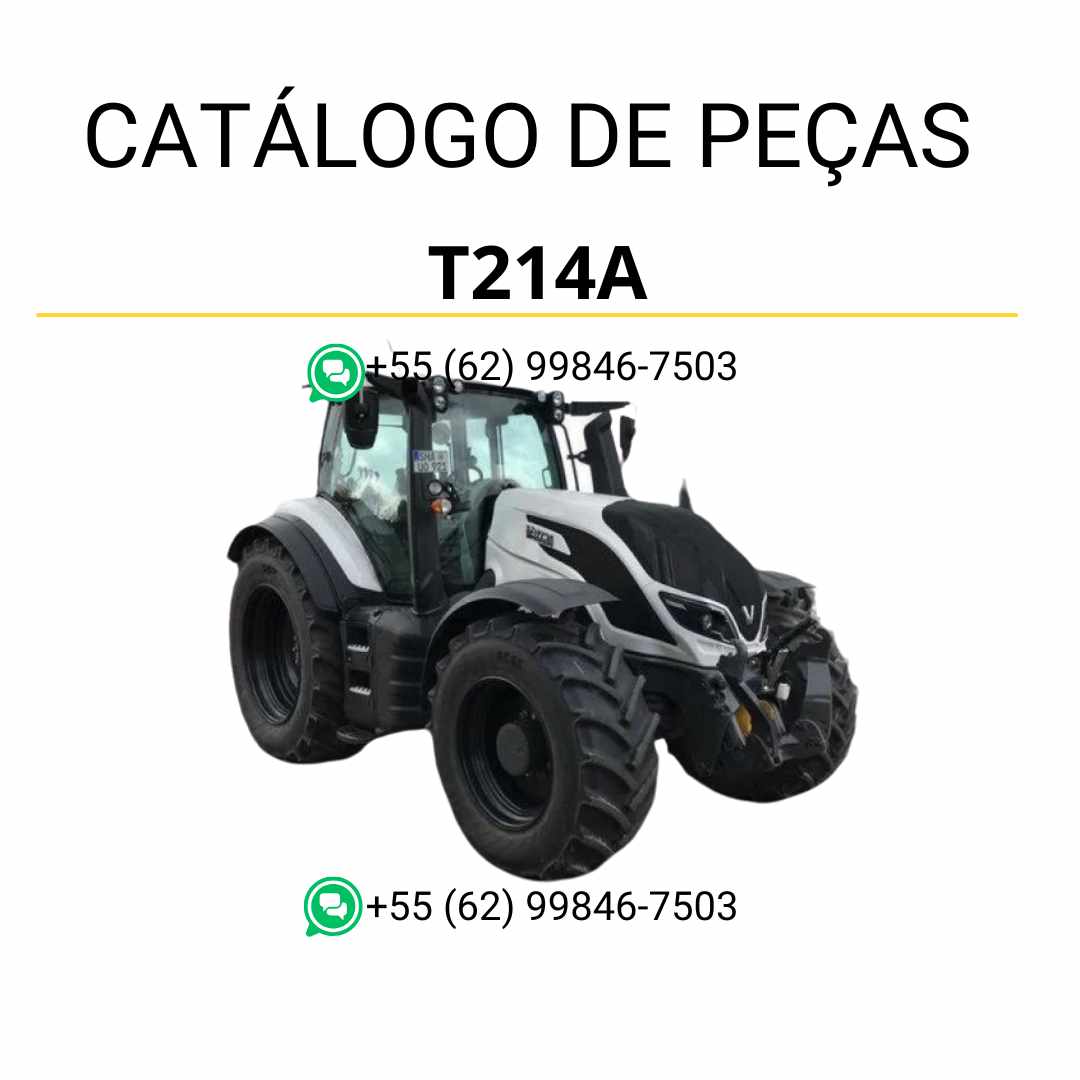 Catálogo de peças Valtra T214A T4 Series Trator em PDF — contém ilustrações técnicas precisas, diagramas de montagem e lista de componentes originais para manutenção e reparos agrícolas.