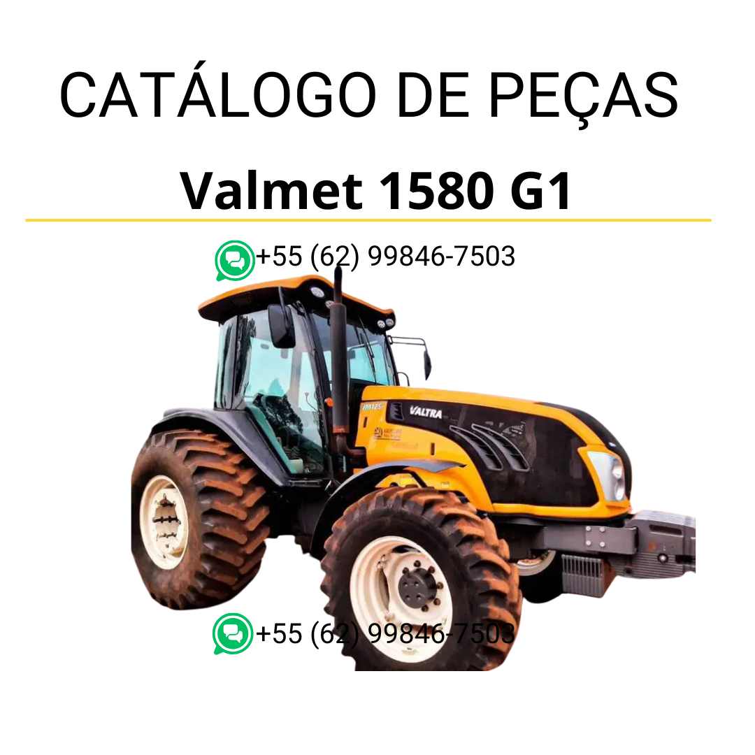 Catálogo de peças Valtra Valmet 1580 G1 em PDF — apresenta diagramas técnicos detalhados, lista de componentes originais e instruções completas de manutenção para o trator agrícola.
