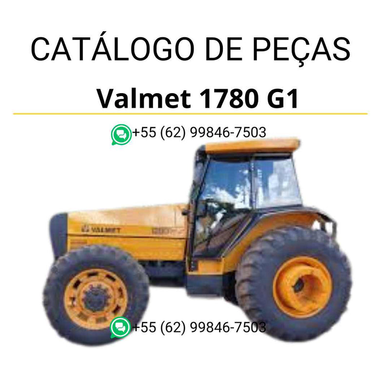 Catálogo de peças Valtra Valmet 1780 G1 em PDF — apresenta diagramas técnicos detalhados, códigos originais e lista completa de componentes do trator agrícola para manutenção e reparo.
