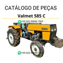 Catálogo de peças Valtra Valmet 585 C em PDF — contém diagramas ilustrados, códigos originais e lista completa de componentes para manutenção e reposição do trator agrícola.