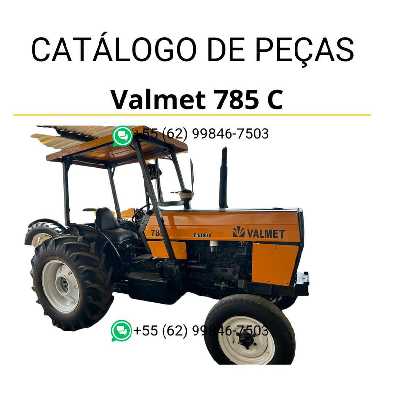 Catálogo de peças Valtra Valmet 785C em PDF — inclui diagramas detalhados, lista de componentes originais e referências técnicas completas para manutenção do trator agrícola.