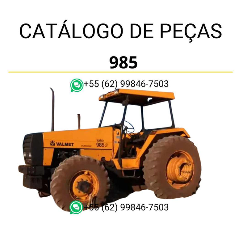 Catálogo de peças Valtra Valmet 985 em PDF — reúne diagramas técnicos detalhados, códigos originais de componentes e instruções completas para manutenção e reparo do trator agrícola.