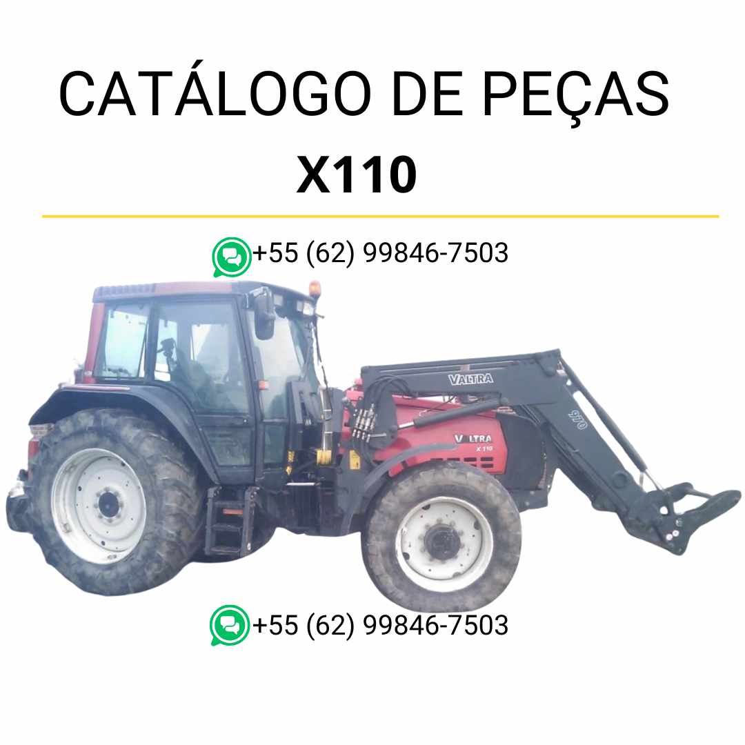 Catálogo de peças Valtra X110 (série X) Trator Fruteiro em PDF — contém diagramas técnicos precisos, lista de componentes originais e ilustrações detalhadas para manutenção e identificação completa das peças agrícolas.