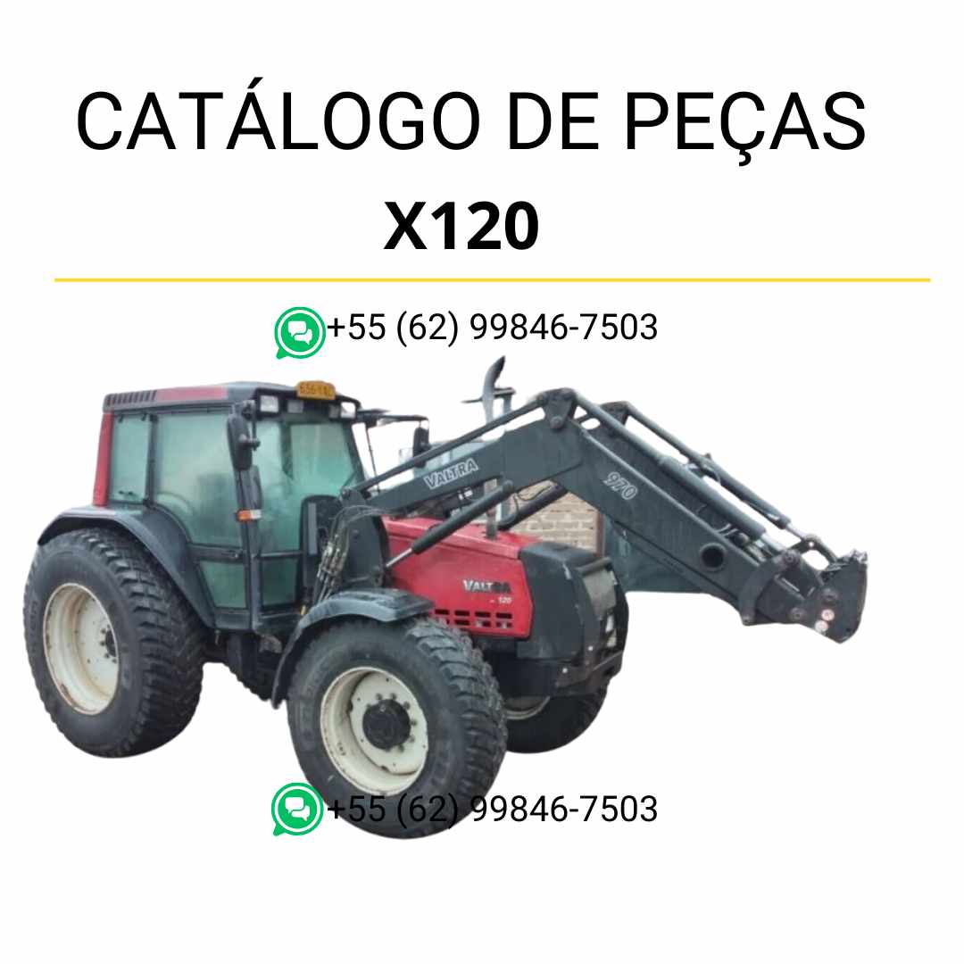 Catálogo de peças Valtra X120 (série X) Trator Fruteiro em PDF — inclui diagramas técnicos detalhados, lista de componentes originais e ilustrações completas para manutenção agrícola e identificação precisa das peças.