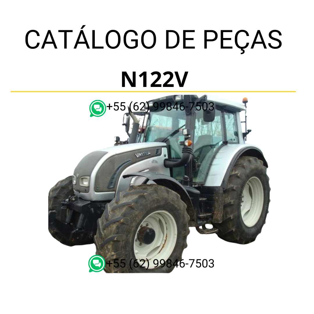 Catálogo de peças Valtra N122D (N2 Series) em PDF — contém diagramas detalhados, lista de componentes originais e ilustrações técnicas completas para manutenção e identificação das peças do trator agrícola.