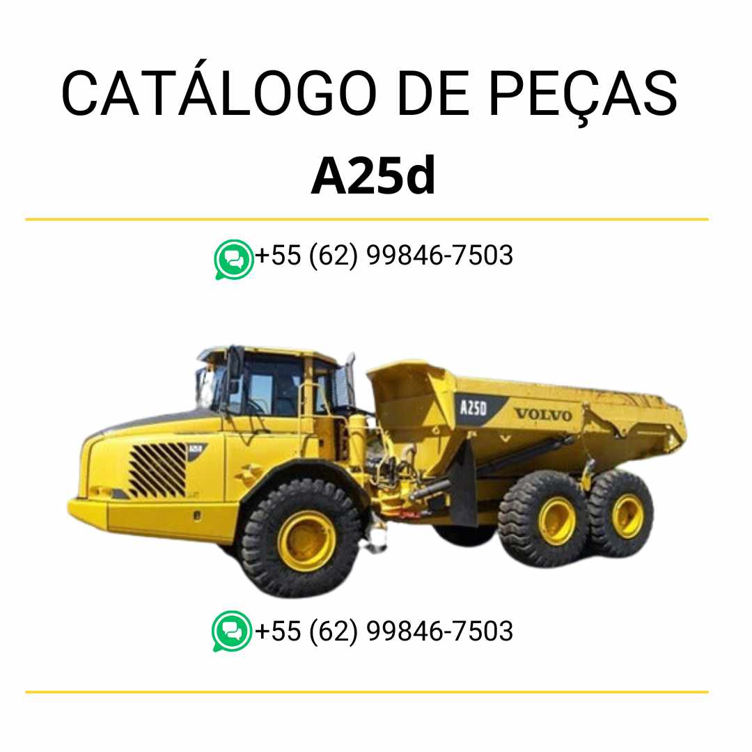 Catálogo PDF em português para caminhão articulado Volvo A25D com diagramas de peças e códigos técnicos completos