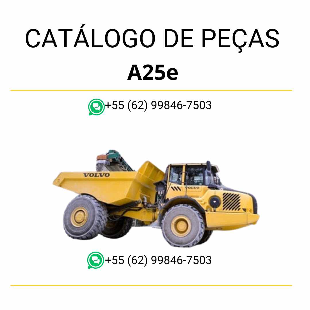 Catálogo PDF em português do caminhão articulado Volvo A25E 4x4 com diagramas técnicos e códigos completos de peças
