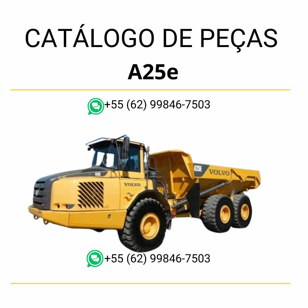 Catálogo de peças Volvo A25E articulado em PDF – conteúdo técnico ilustrado em português com listas e diagramas completos