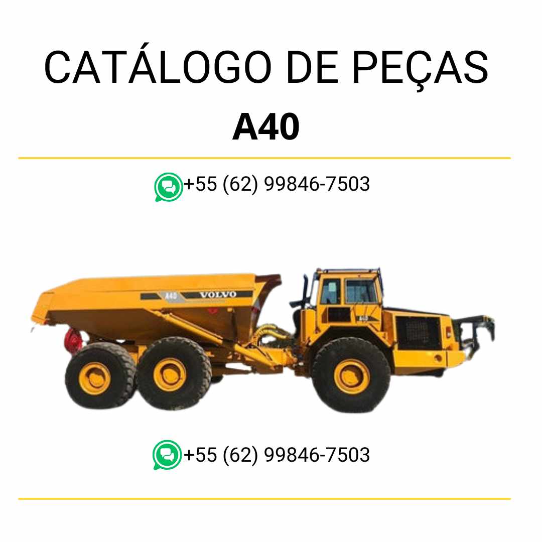 Catálogo em PDF do caminhão articulado Volvo A40 – conteúdo técnico em português com diagramas detalhados e códigos de peças