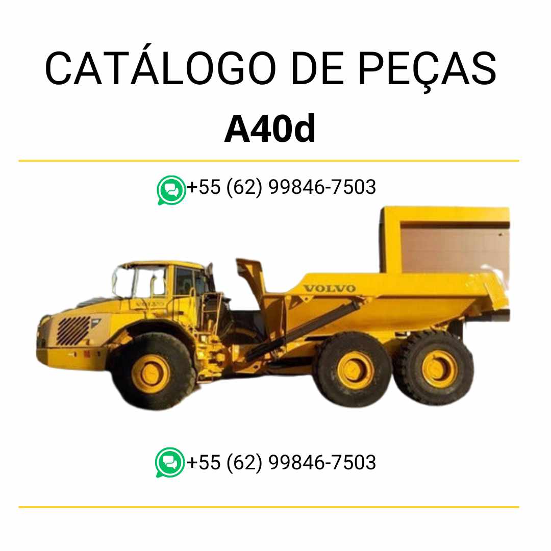 Catálogo PDF em português do caminhão articulado Volvo A40D com diagramas detalhados, códigos de peças e informações técnicas