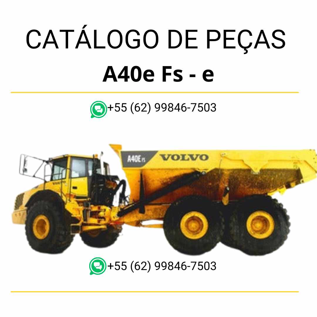 Catálogo PDF em português do caminhão articulado Volvo A40E FS com diagramas detalhados e códigos completos de peças originais