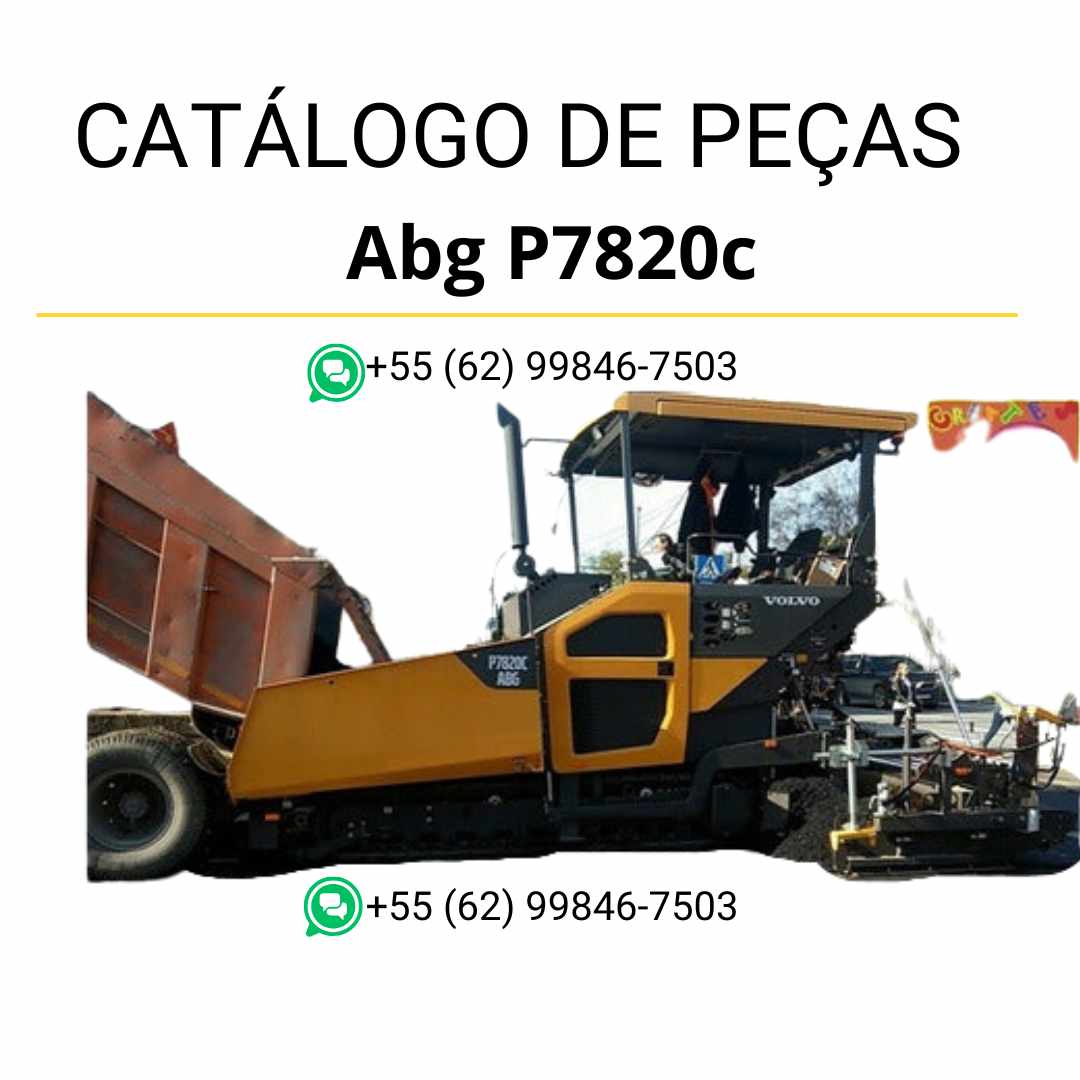 Catálogo de peças em PDF da pavimentadora de esteiras Volvo ABG P7820C com diagramas e listas técnicas em português
