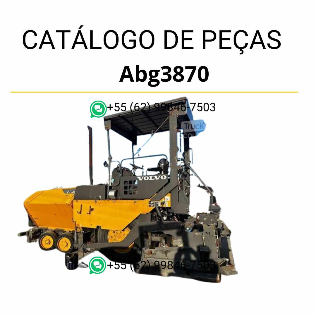Catálogo de peças Volvo ABG3870 em PDF, ideal para pavimentadoras de rodas, com listas e diagramas técnicos em português