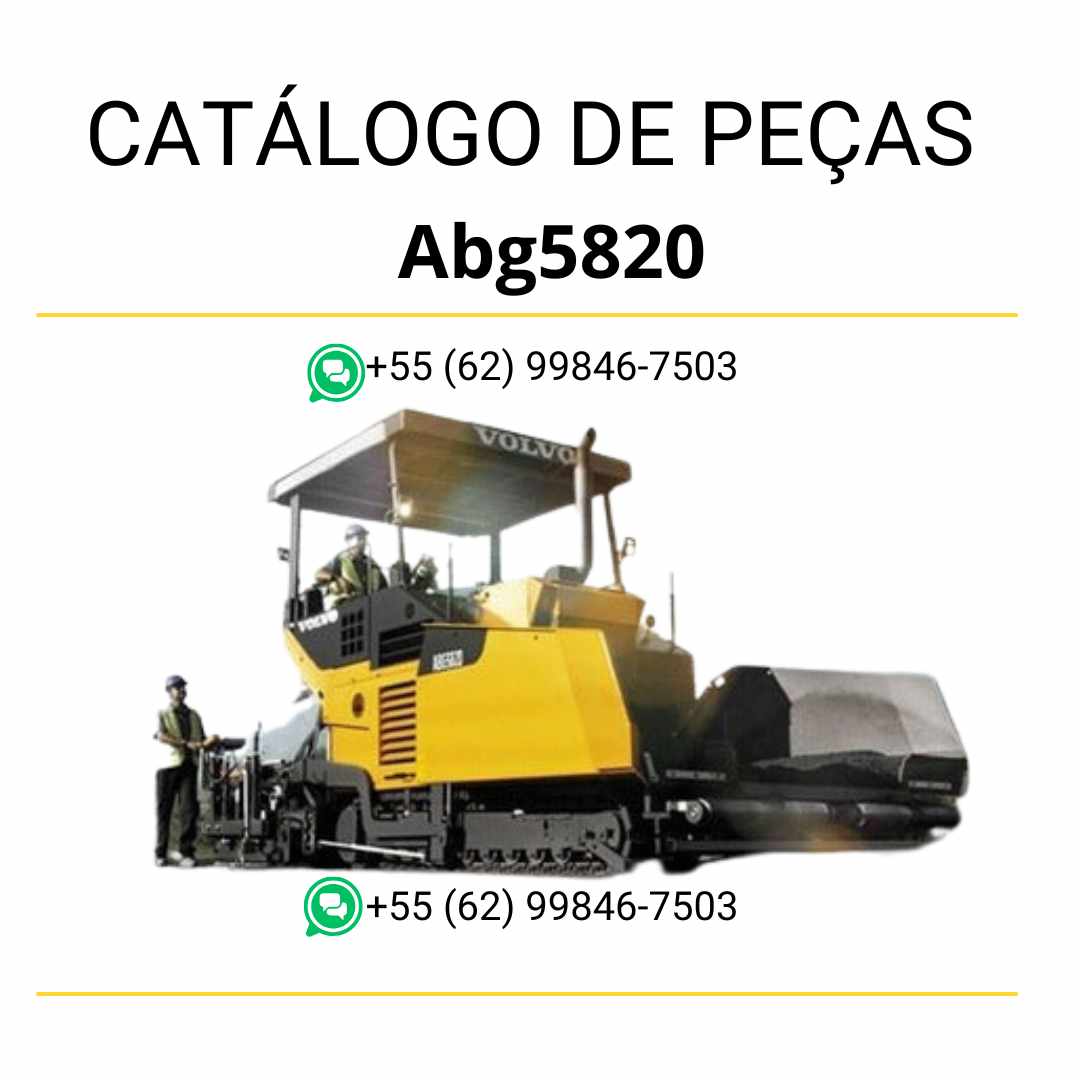 Catálogo de peças Volvo ABG5820 para pavimentadora de esteiras em PDF, com diagramas técnicos e listas detalhadas em português