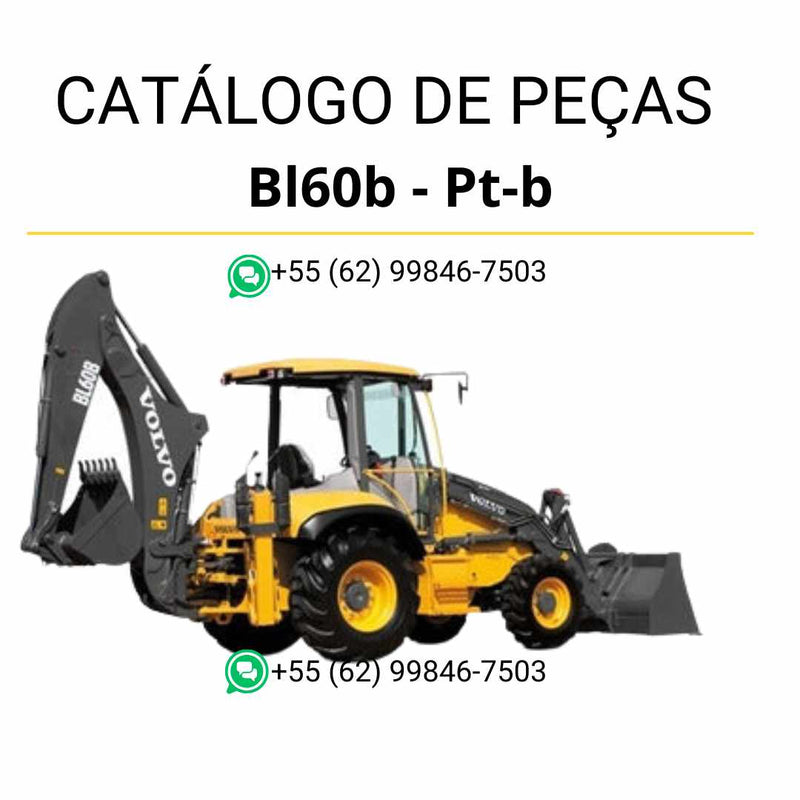 Catálogo de peças Volvo BL60B para retroescavadeira, em PDF, idioma português, com diagramas detalhados e códigos técnicos originais