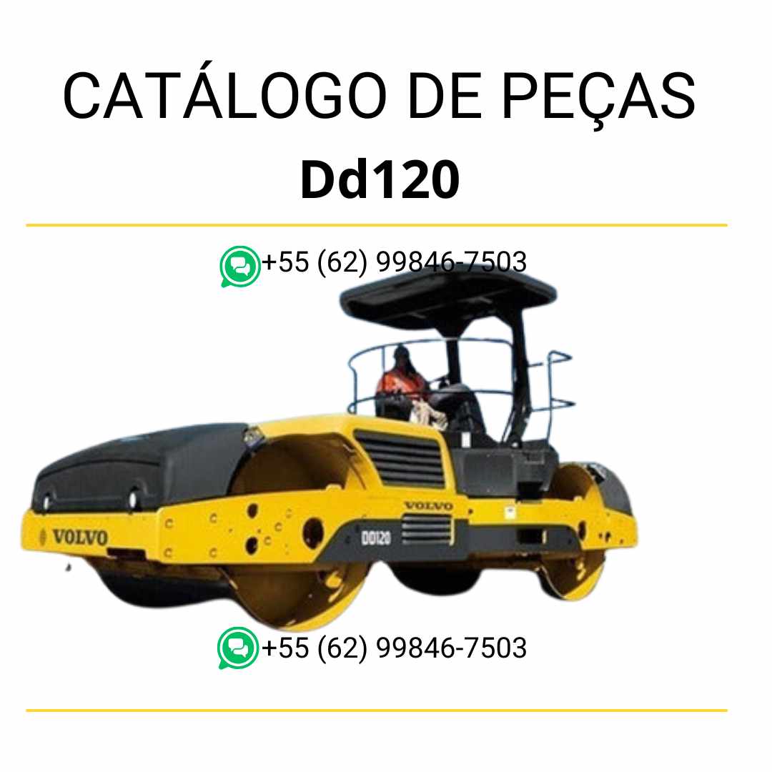 Catálogo de peças Volvo DD120 em PDF, conteúdo técnico em português com diagramas e códigos para manutenção e reposição de componentes