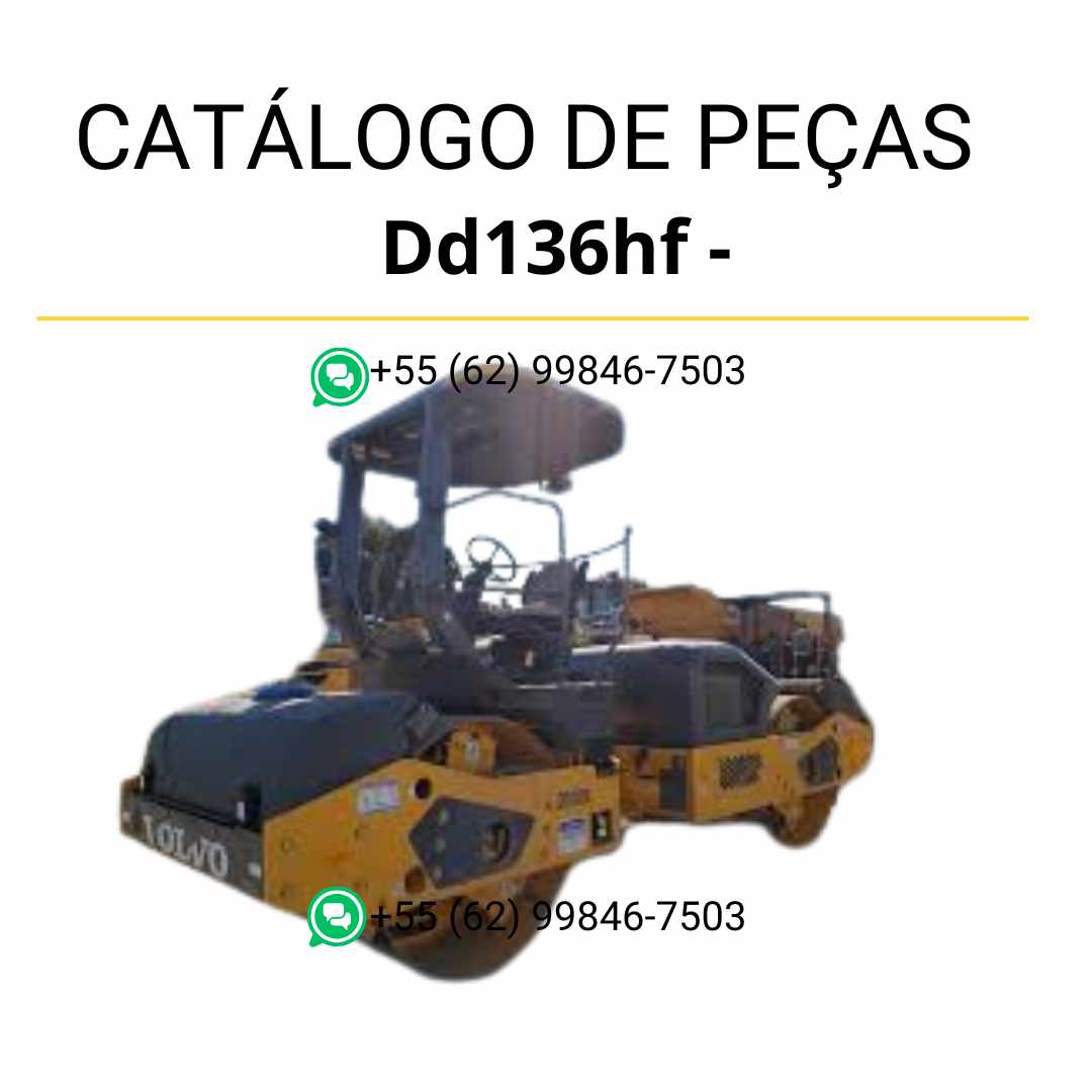 Catálogo PDF em português do compactador de asfalto Volvo DD136HF com diagramas técnicos e lista completa de peças para manutenção


