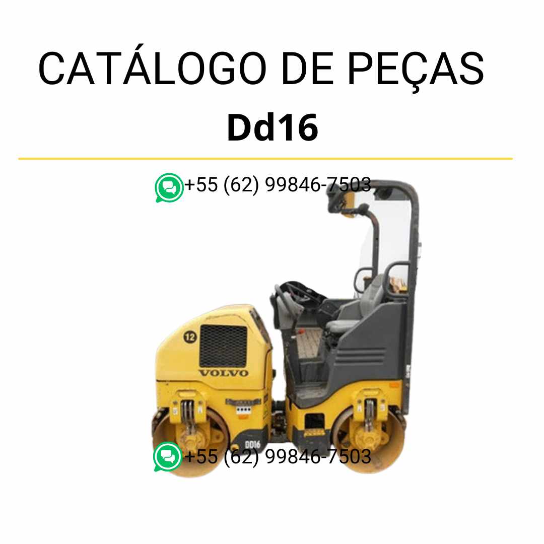 Catálogo de peças Volvo DD16 em PDF, conteúdo em português com listas de componentes, códigos detalhados e diagramas técnicos completos