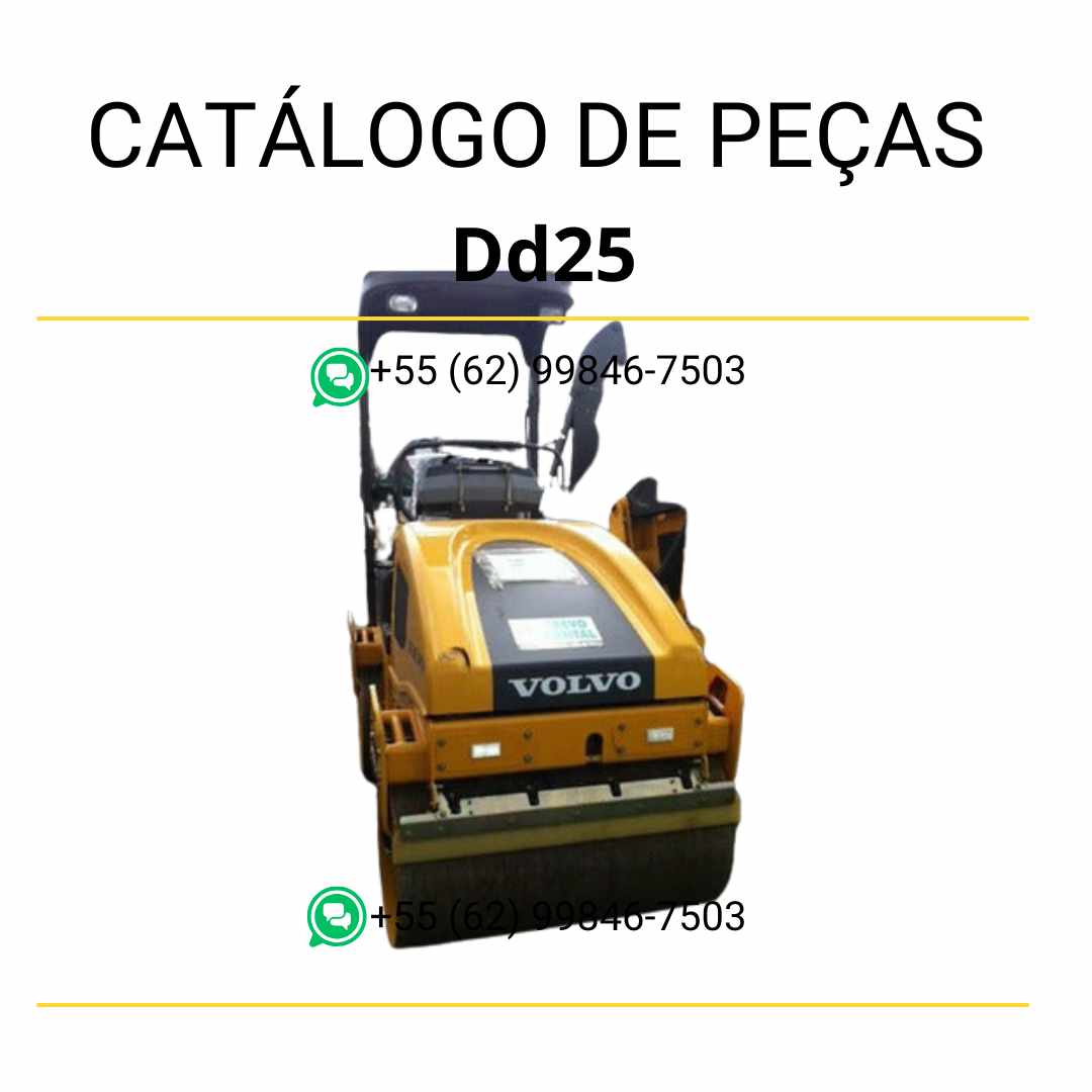 PDF em português com catálogo de peças Volvo DD25, contendo diagramas técnicos, códigos de componentes e estrutura de montagem detalhada