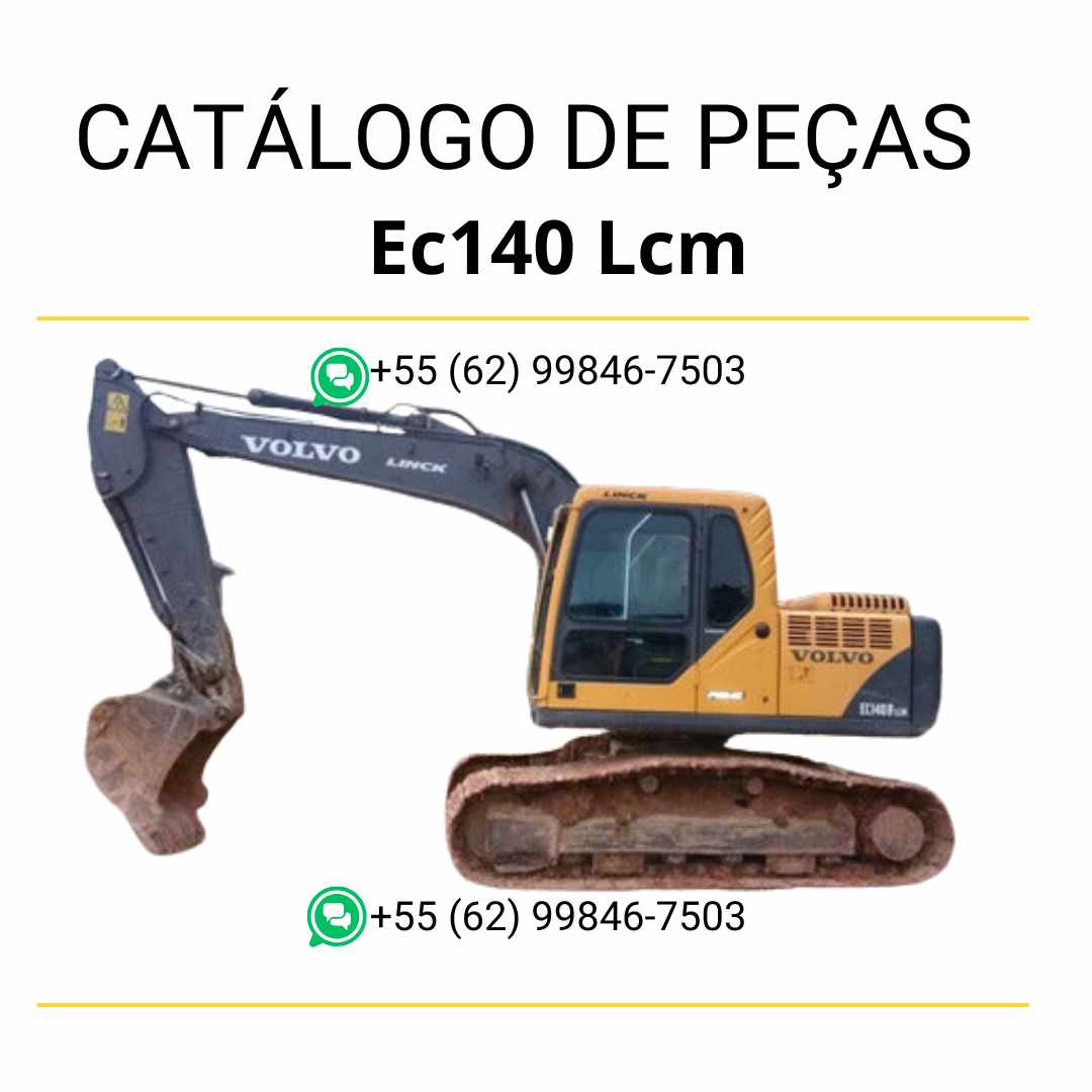 Catálogo de peças em PDF para escavadeira Volvo EC140 LCM, com diagramas técnicos detalhados em português do Brasil para manutenção eficiente e identificação de componentes.