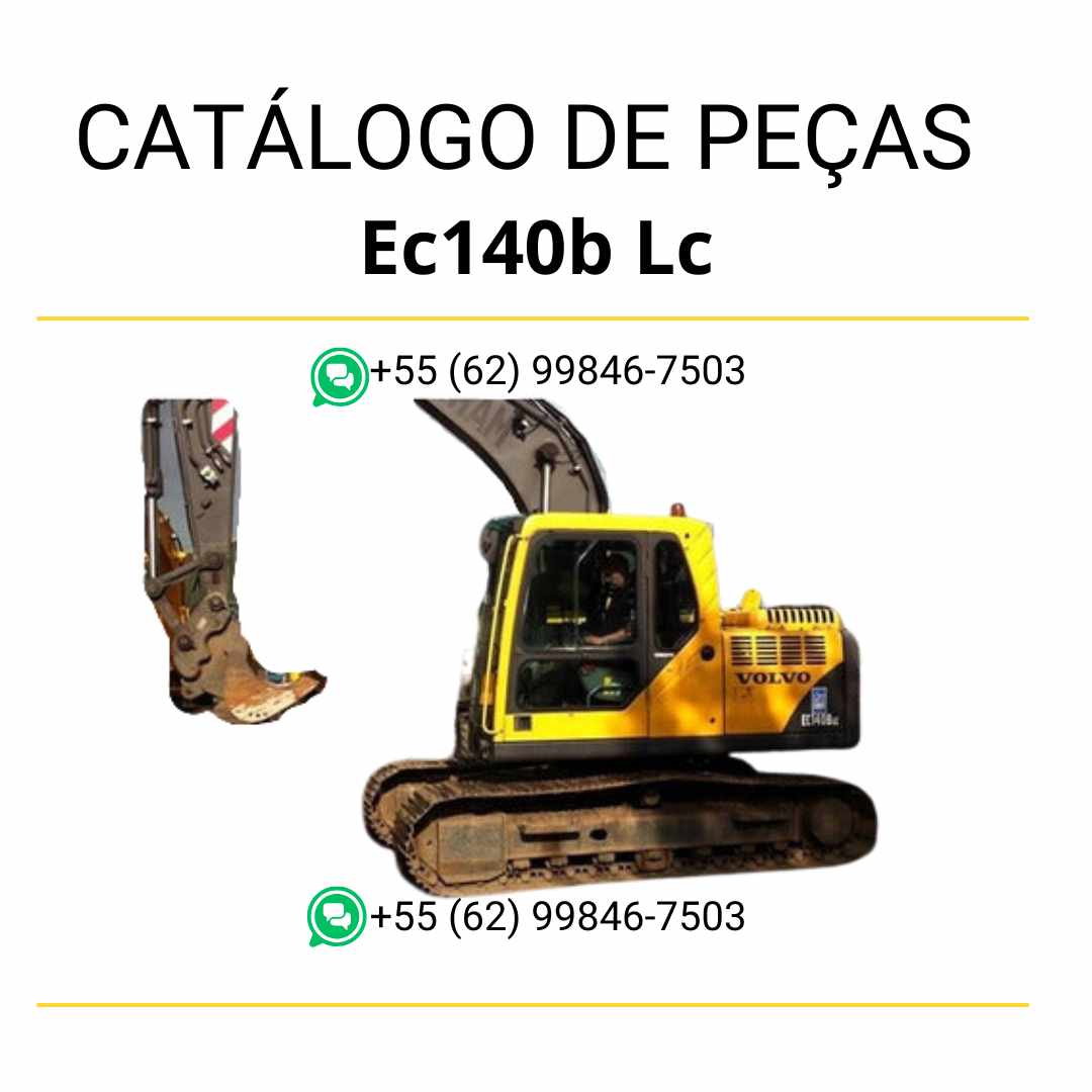 Catálogo de peças em PDF da escavadeira Volvo EC140B LC, com diagramas técnicos completos em português do Brasil para manutenção e identificação de componentes.