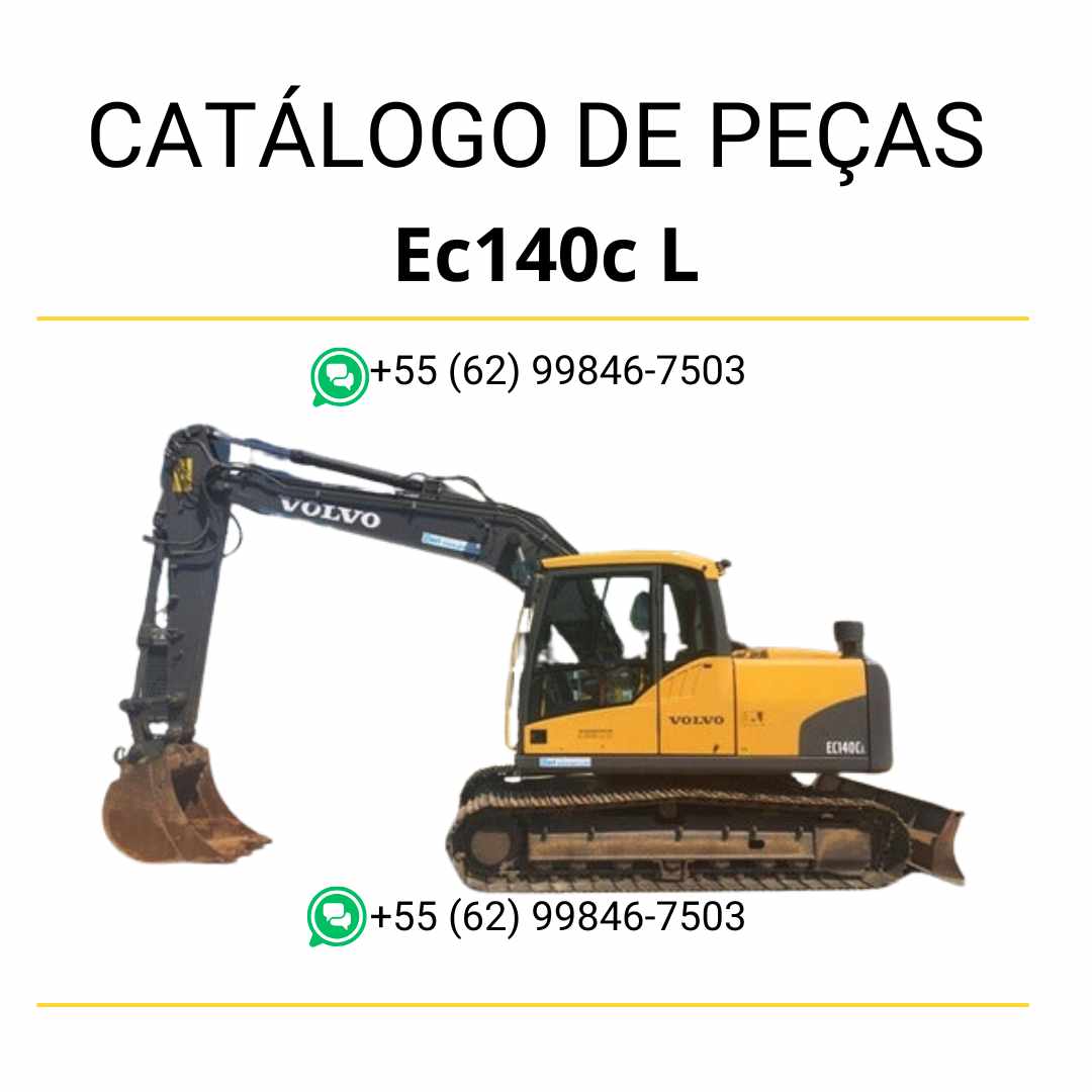 Catálogo de peças em PDF da escavadeira Volvo EC140C L, com diagramas técnicos em português do Brasil para manutenção, identificação e substituição de componentes.