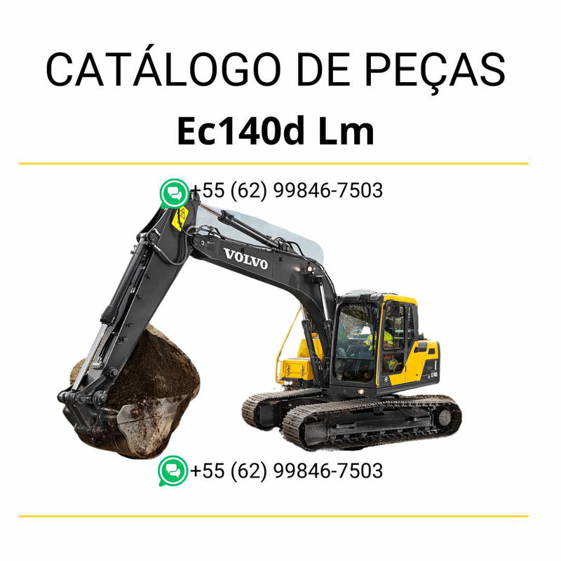 Catálogo de peças em PDF da escavadeira Volvo EC140D LM, com diagramas técnicos completos em português do Brasil para suporte à manutenção e identificação de componentes.